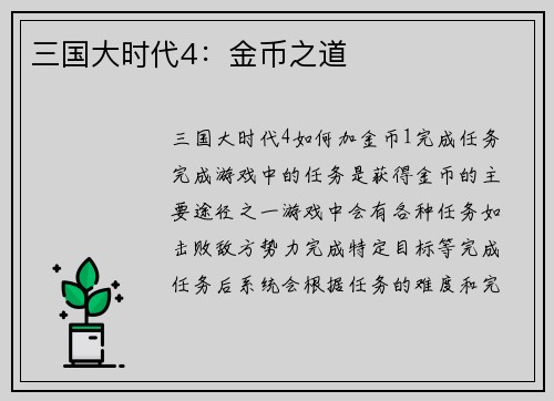 三国大时代4：金币之道